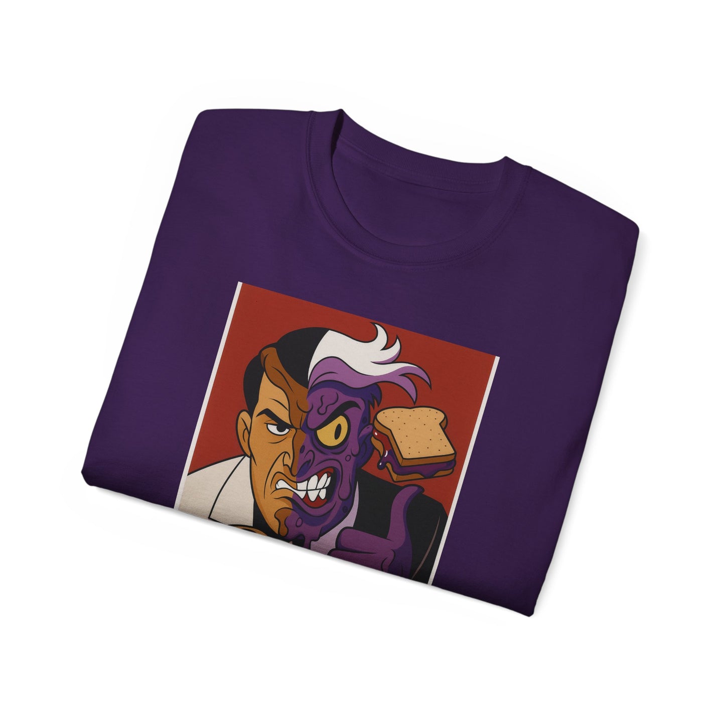 Batman 2Face Funny PBJ Graphic Tee for Food Lovers, Unisex Cotton T-Shirt, Trendy Gift for Birthdays, Jokes, Casual Wear, Foodie Merchandise