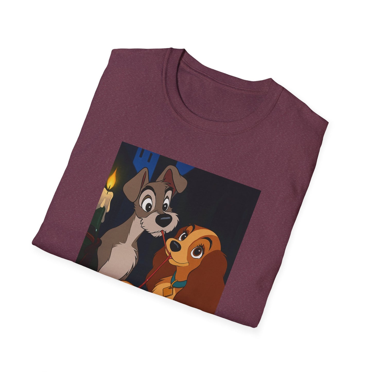 Unisex Lady & The Tramp Softstyle T-Shirt Featuring Cute Animal Designs, Retro Graphics, Gift for Pet Lovers, Perfect for Casual Wear, Fun and Playful Tee