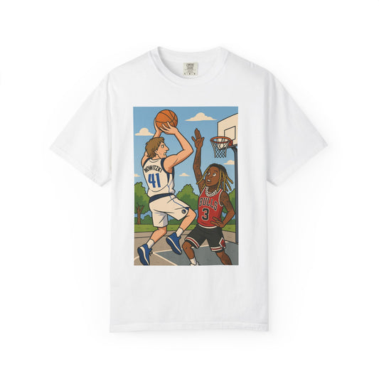Dirk Vs Durk Fun Graphic T-Shirt for Basketball Lovers, Unisex Casual Tee, Sporty Streetwear, Perfect Gift for Sports Fans, Art-Tee for Every Occasion