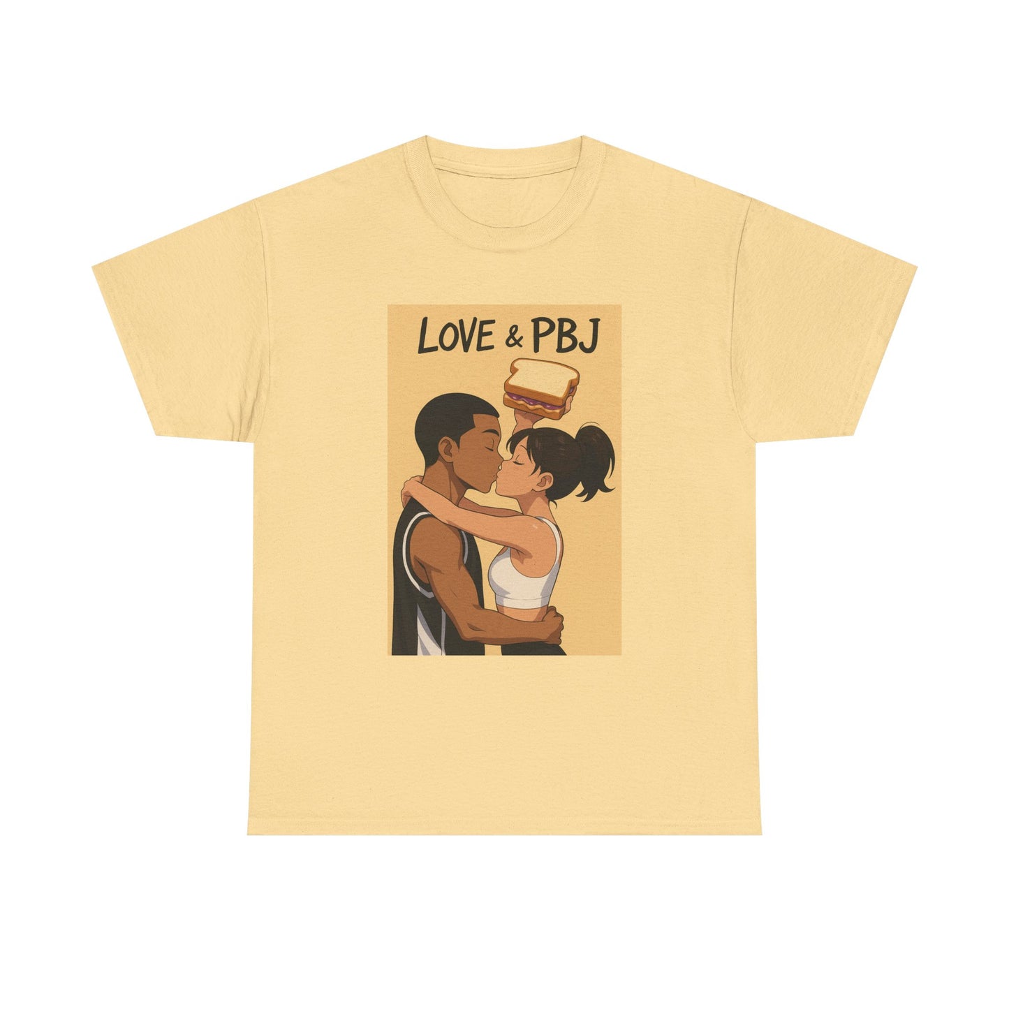 Love and Basketball Unisex Heavy Cotton Tee - Love & PBJ Graphic T-Shirt, Cute Couple Shirt, Foodie Gift, Fun Casual Wear, Everyday Love Shirt
