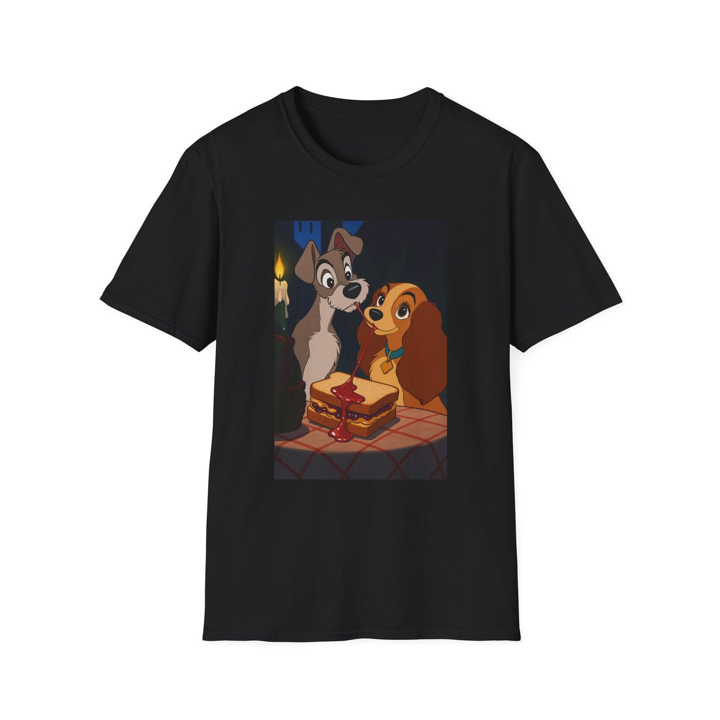 Unisex Lady & The Tramp Softstyle T-Shirt Featuring Cute Animal Designs, Retro Graphics, Gift for Pet Lovers, Perfect for Casual Wear, Fun and Playful Tee