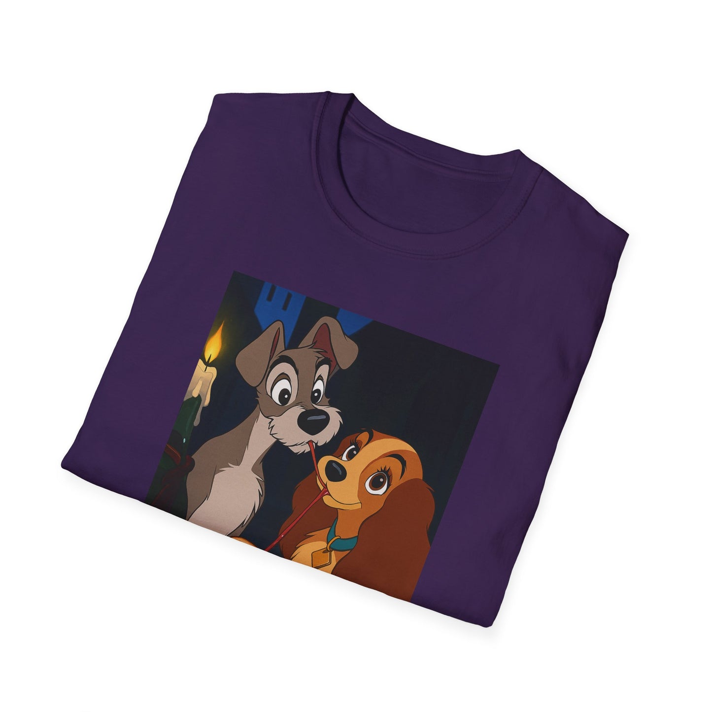 Unisex Lady & The Tramp Softstyle T-Shirt Featuring Cute Animal Designs, Retro Graphics, Gift for Pet Lovers, Perfect for Casual Wear, Fun and Playful Tee