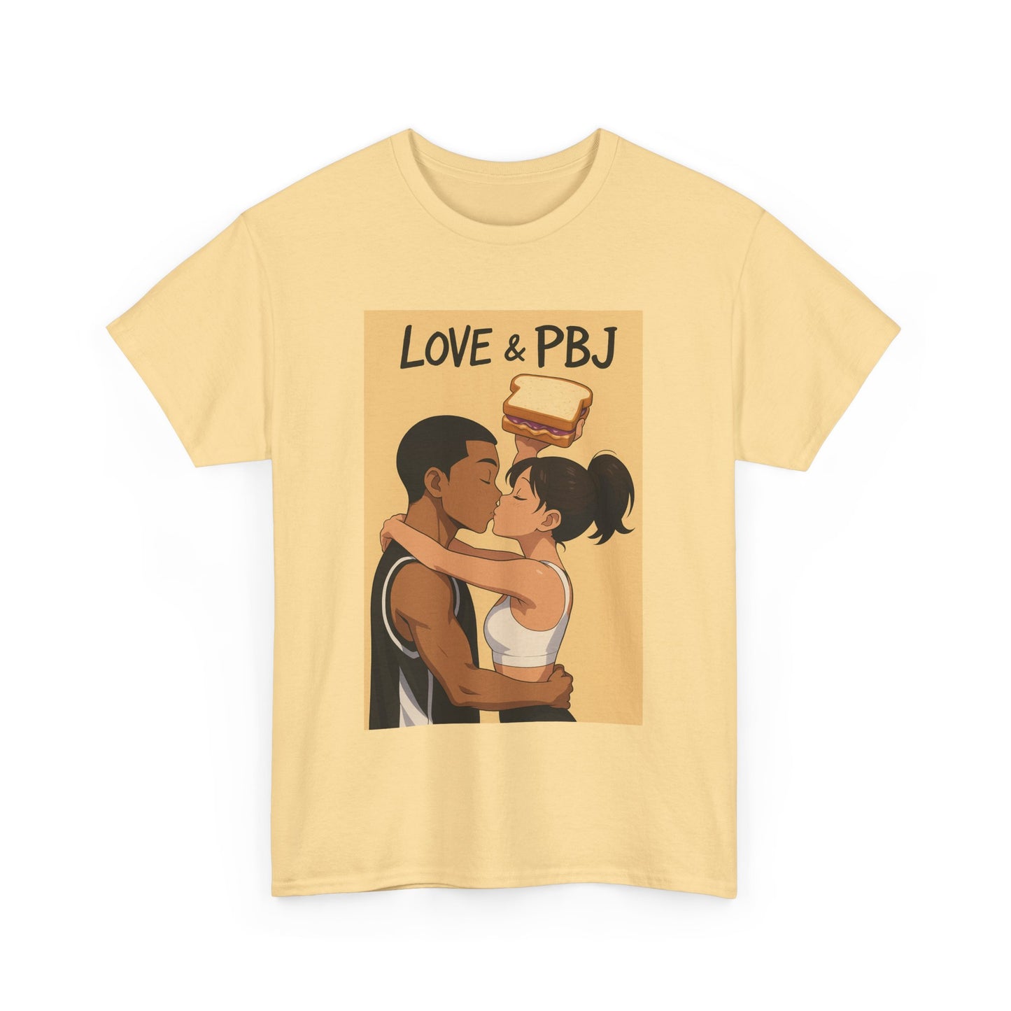 Love and Basketball Unisex Heavy Cotton Tee - Love & PBJ Graphic T-Shirt, Cute Couple Shirt, Foodie Gift, Fun Casual Wear, Everyday Love Shirt