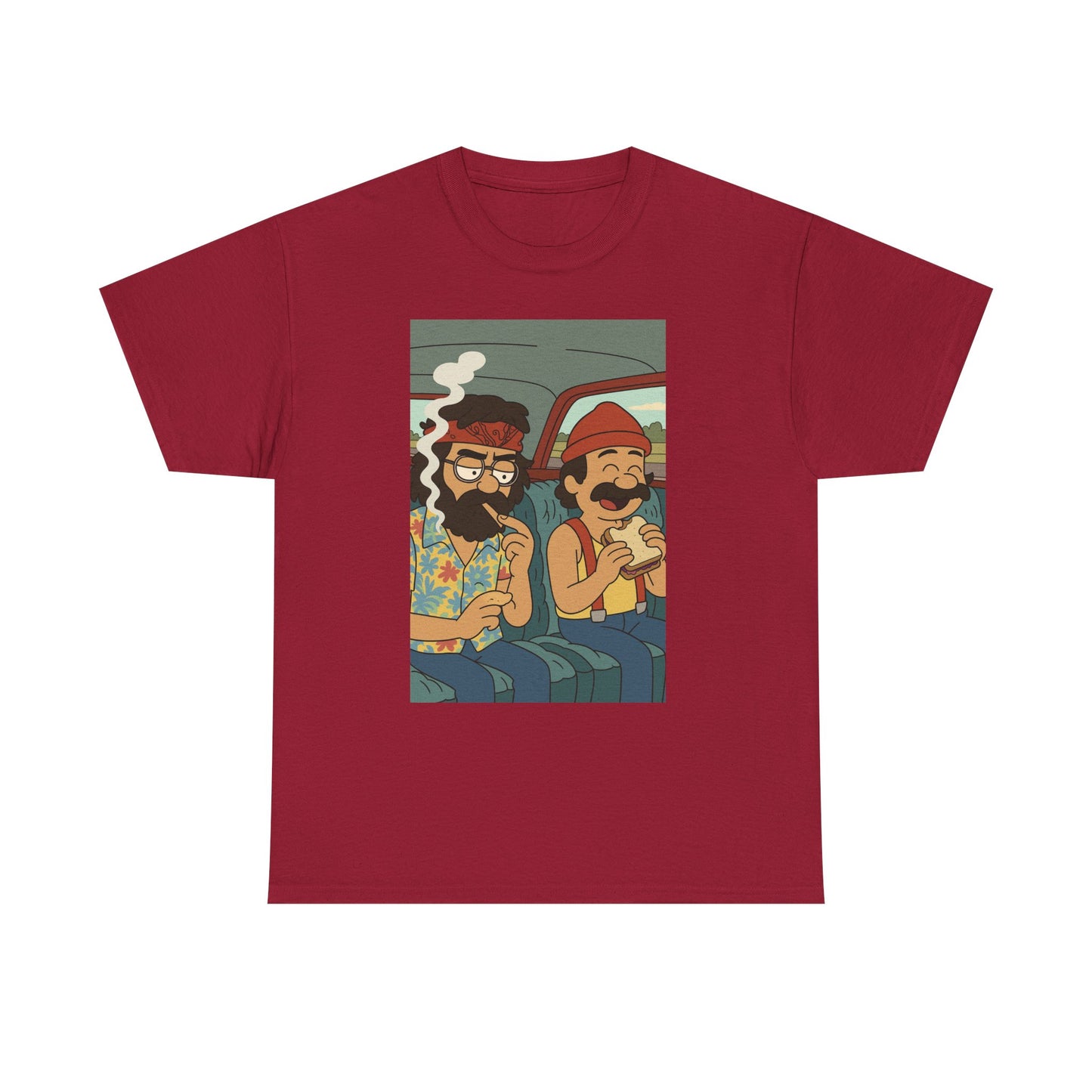 Cheech and Chong Chill Vibes Cartoon Tee, Unisex Cotton T-Shirt for Music Lovers, Fun Gift for Friends, Perfect Festival Wear, Summer Style