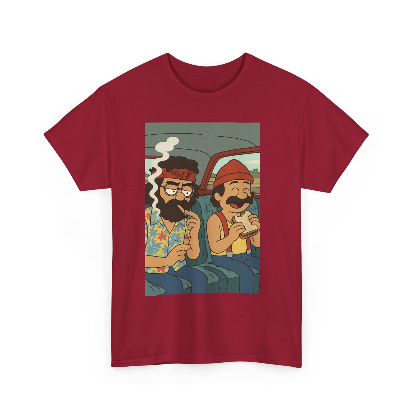 Cheech and Chong Chill Vibes Cartoon Tee, Unisex Cotton T-Shirt for Music Lovers, Fun Gift for Friends, Perfect Festival Wear, Summer Style