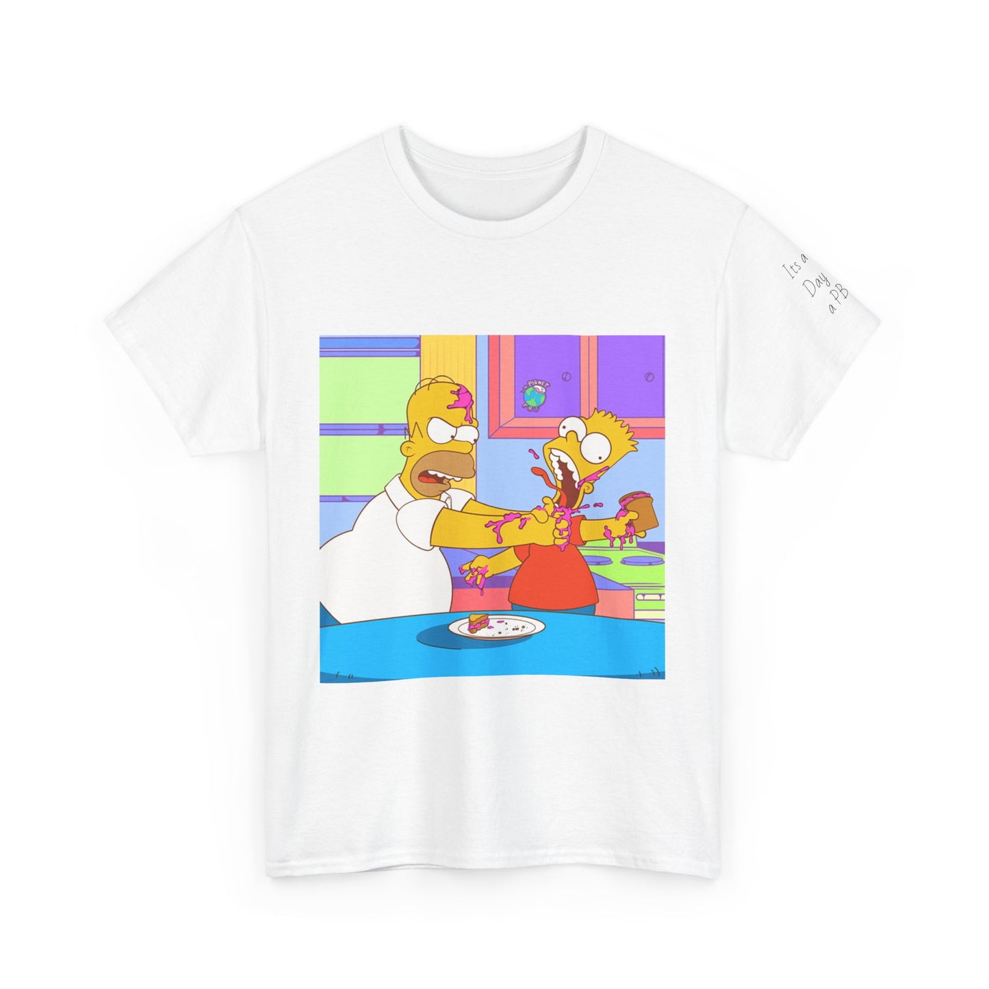 Funny Homer Simpson  Heavy Cotton Tee - 'Planet PBJ' with Cartoon Design