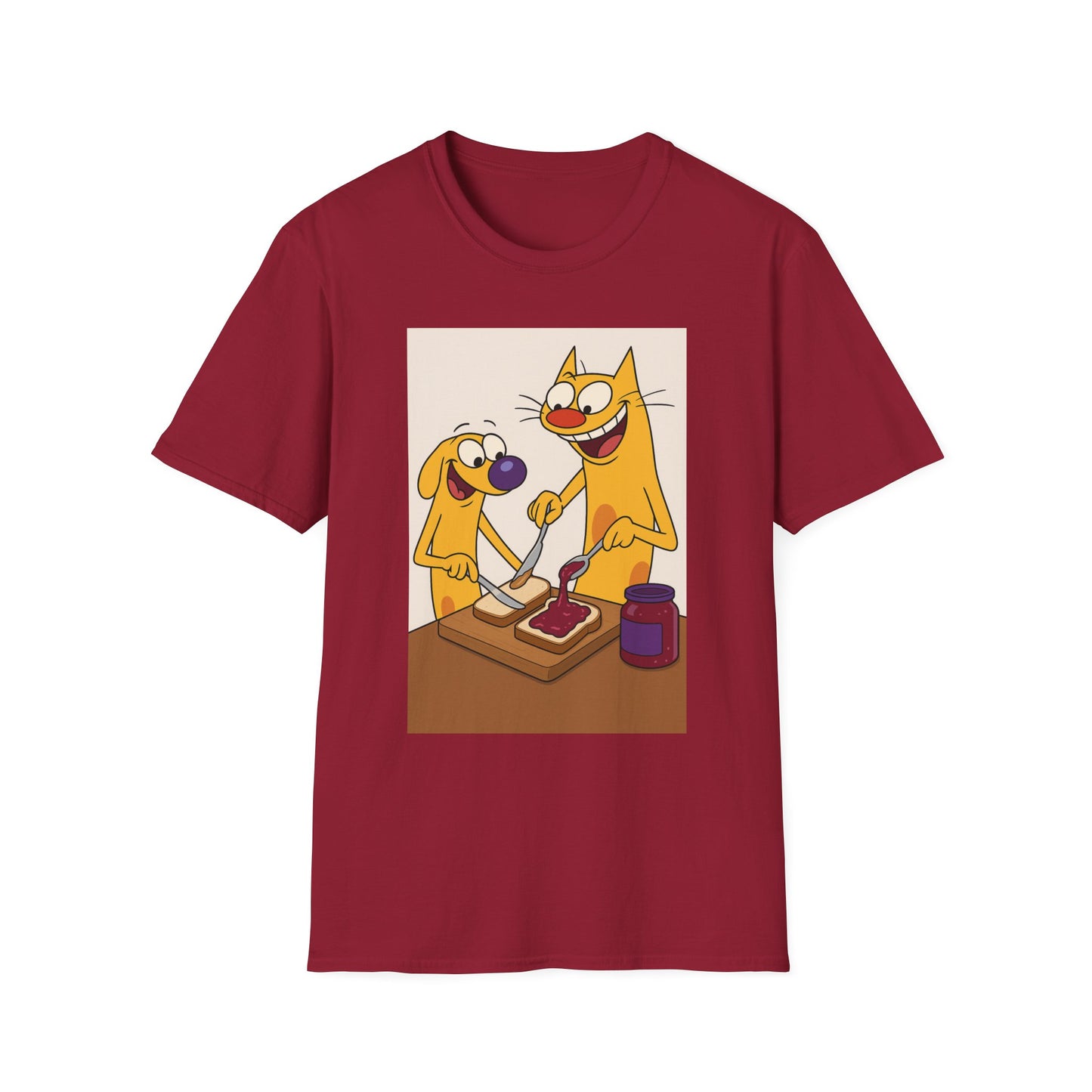 Fun Cat Dog PB&J Planet T-Shirt, Cute Cartoon Tee, Dog and Cat Lovers Gift, Foodie Apparel, Kids and Adults Fashion, Lighthearted Humor Wear