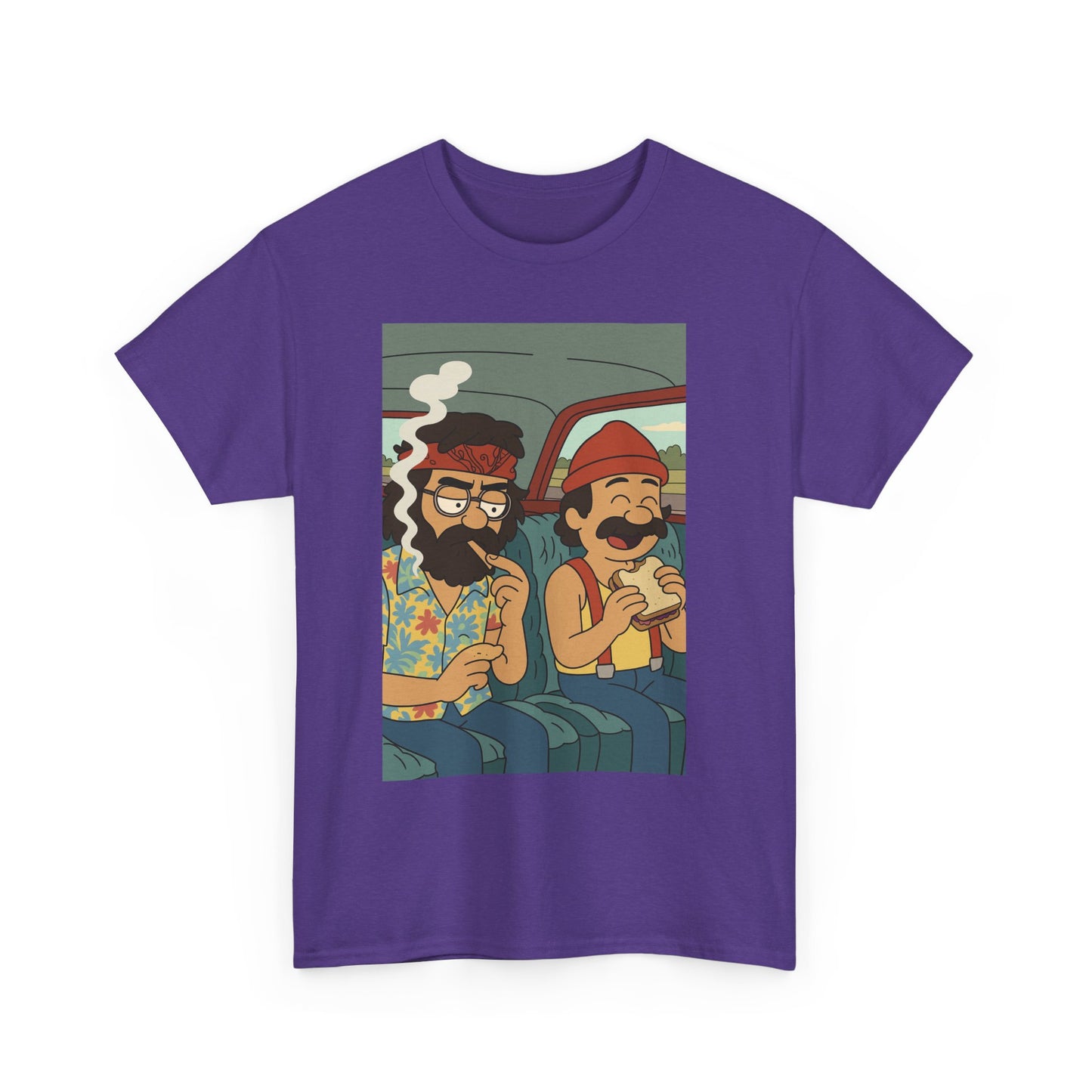 Cheech and Chong Chill Vibes Cartoon Tee, Unisex Cotton T-Shirt for Music Lovers, Fun Gift for Friends, Perfect Festival Wear, Summer Style