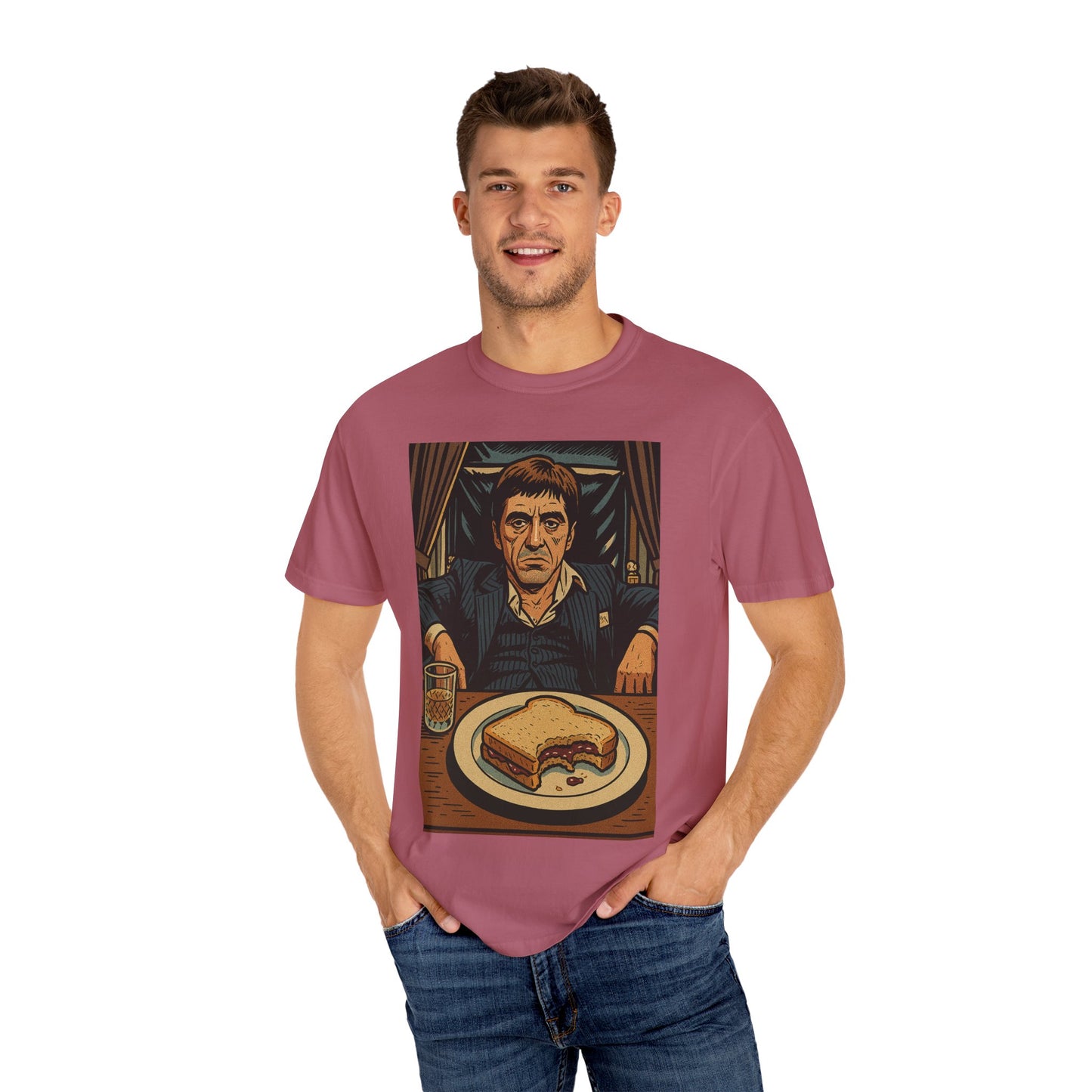 Unisex Scarface Garment-Dyed T-shirt, Vintage Graphic Tee, Casual Wear, Men's Fashion, Gift for Foodies, Eco-friendly Apparel