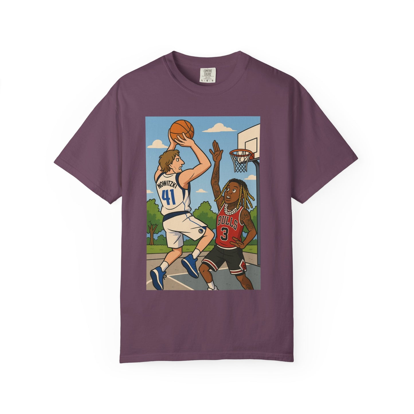 Dirk Vs Durk Fun Graphic T-Shirt for Basketball Lovers, Unisex Casual Tee, Sporty Streetwear, Perfect Gift for Sports Fans, Art-Tee for Every Occasion