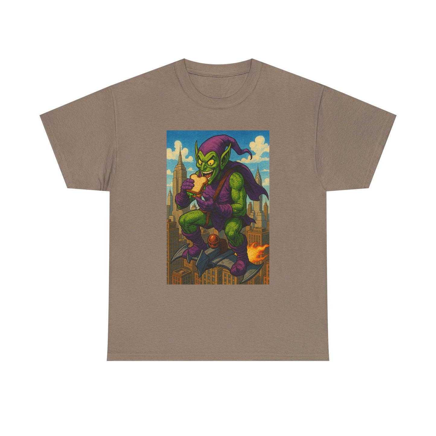 Cool Graphic Green Goblin Tee for Fun Lovers, Unisex Tee, Gift for Gamers, Quirky Apparel, Perfect for Parties, Eco-friendly Cotton Tee