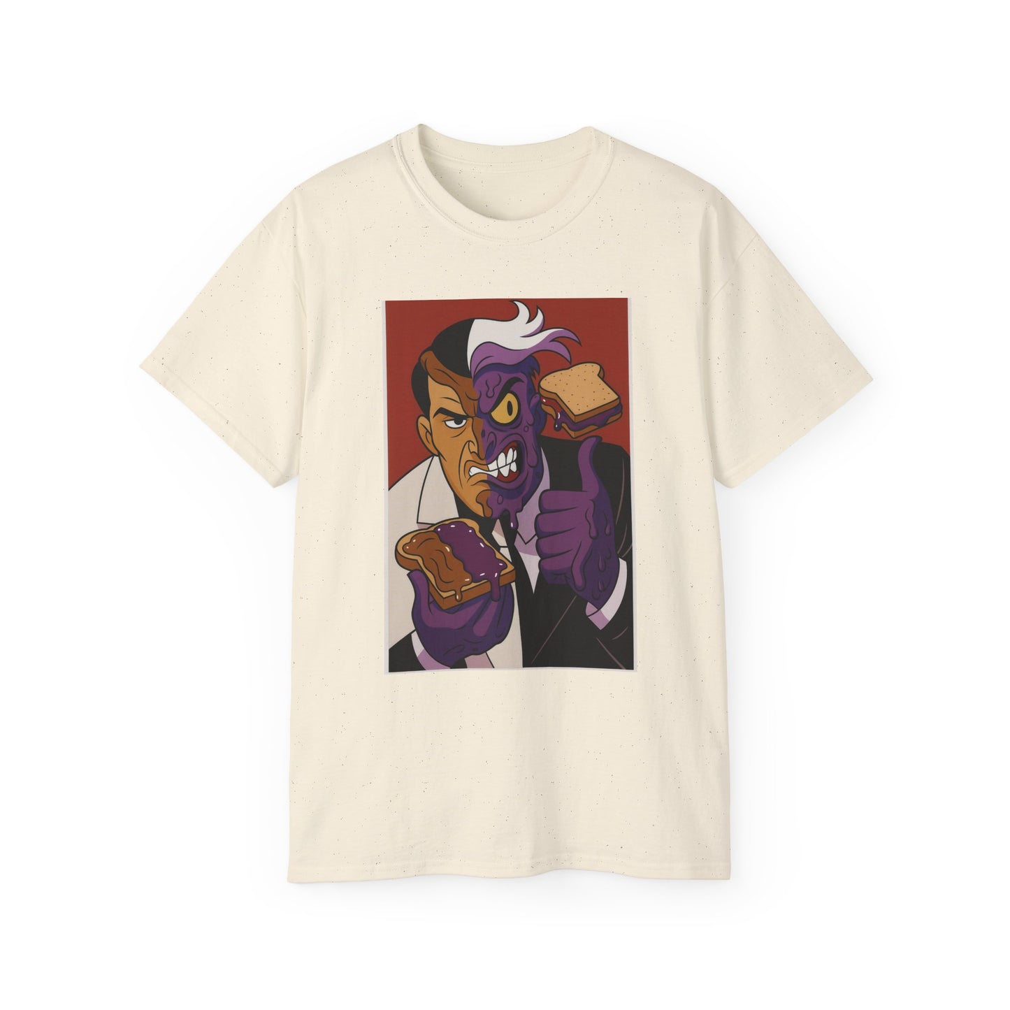 Batman 2Face Funny PBJ Graphic Tee for Food Lovers, Unisex Cotton T-Shirt, Trendy Gift for Birthdays, Jokes, Casual Wear, Foodie Merchandise