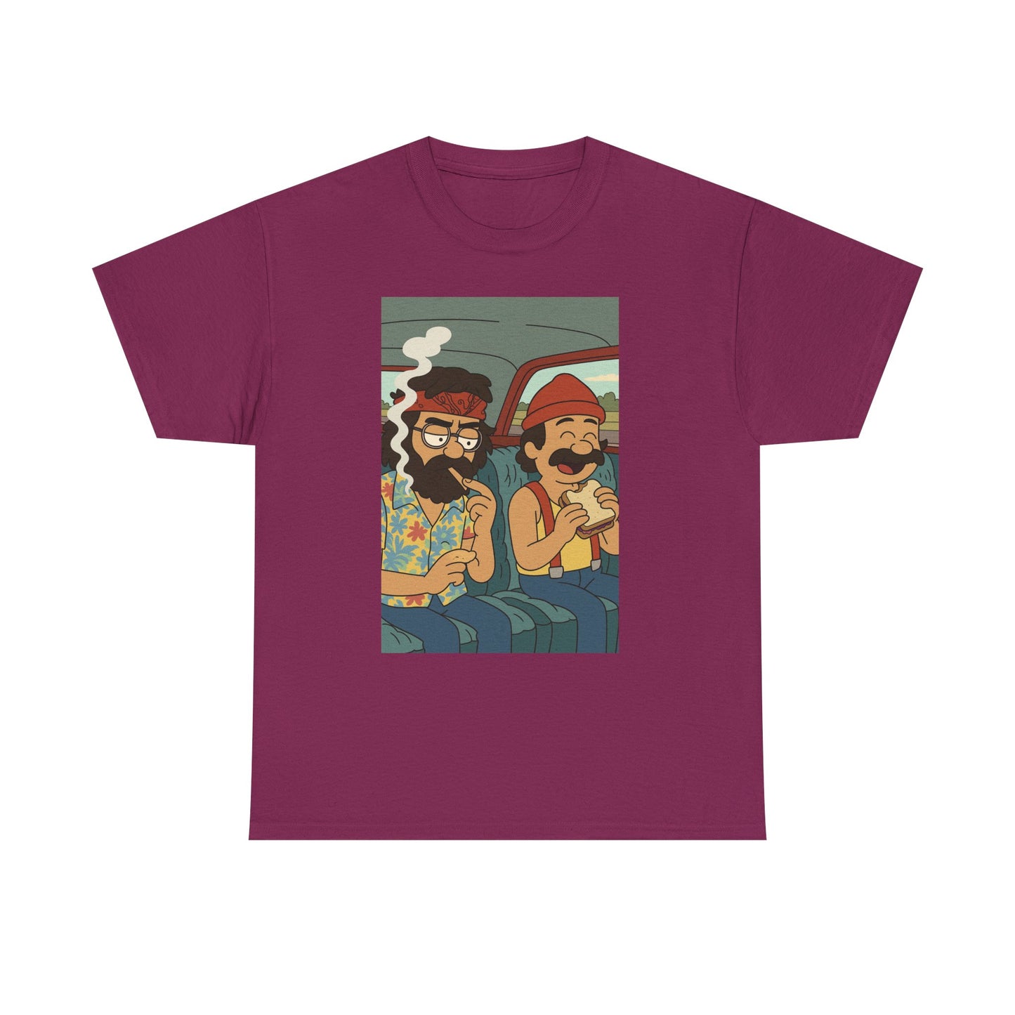 Cheech and Chong Chill Vibes Cartoon Tee, Unisex Cotton T-Shirt for Music Lovers, Fun Gift for Friends, Perfect Festival Wear, Summer Style