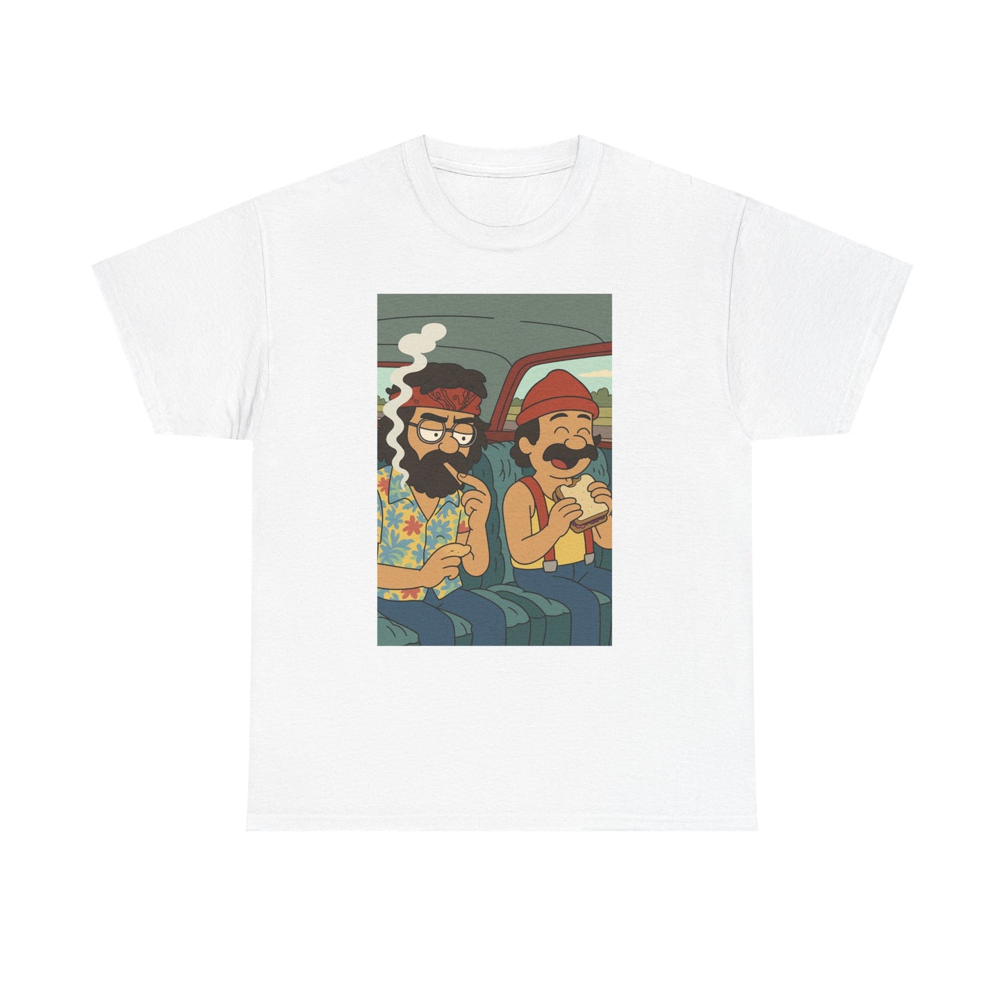 Cheech and Chong Chill Vibes Cartoon Tee, Unisex Cotton T-Shirt for Music Lovers, Fun Gift for Friends, Perfect Festival Wear, Summer Style