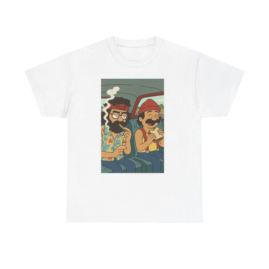Cheech and Chong Chill Vibes Cartoon Tee, Unisex Cotton T-Shirt for Music Lovers, Fun Gift for Friends, Perfect Festival Wear, Summer Style