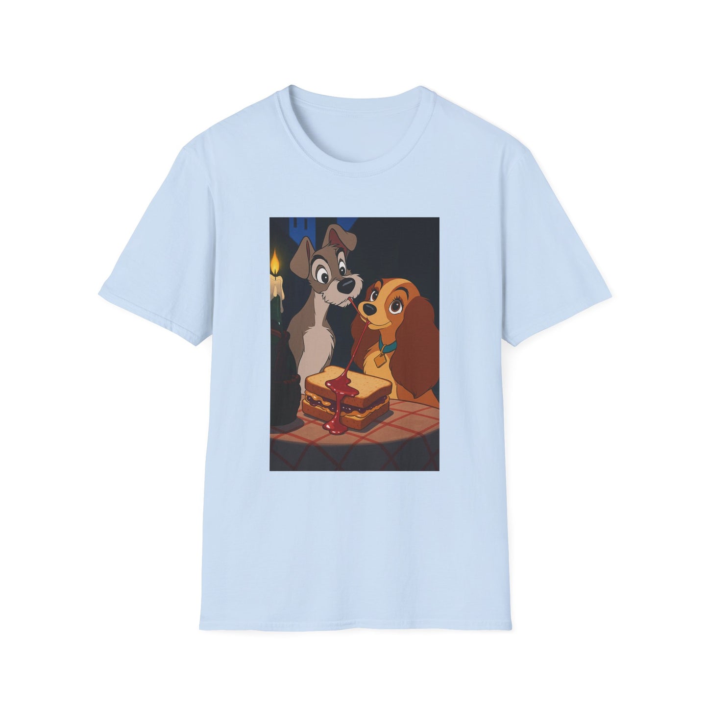 Unisex Lady & The Tramp Softstyle T-Shirt Featuring Cute Animal Designs, Retro Graphics, Gift for Pet Lovers, Perfect for Casual Wear, Fun and Playful Tee