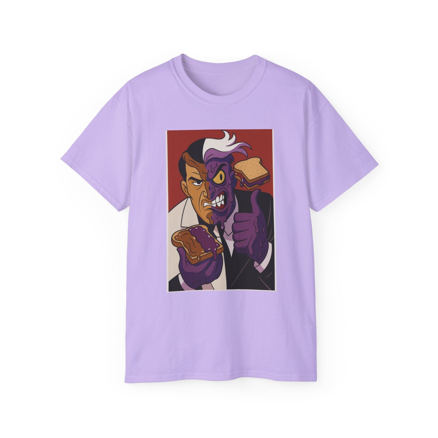 Batman 2Face Funny PBJ Graphic Tee for Food Lovers, Unisex Cotton T-Shirt, Trendy Gift for Birthdays, Jokes, Casual Wear, Foodie Merchandise