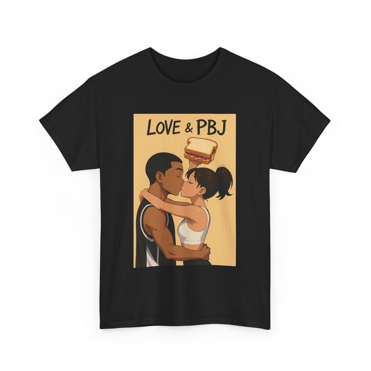 Love and Basketball Unisex Heavy Cotton Tee - Love & PBJ Graphic T-Shirt, Cute Couple Shirt, Foodie Gift, Fun Casual Wear, Everyday Love Shirt