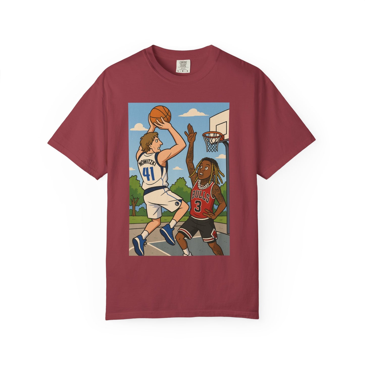 Dirk Vs Durk Fun Graphic T-Shirt for Basketball Lovers, Unisex Casual Tee, Sporty Streetwear, Perfect Gift for Sports Fans, Art-Tee for Every Occasion