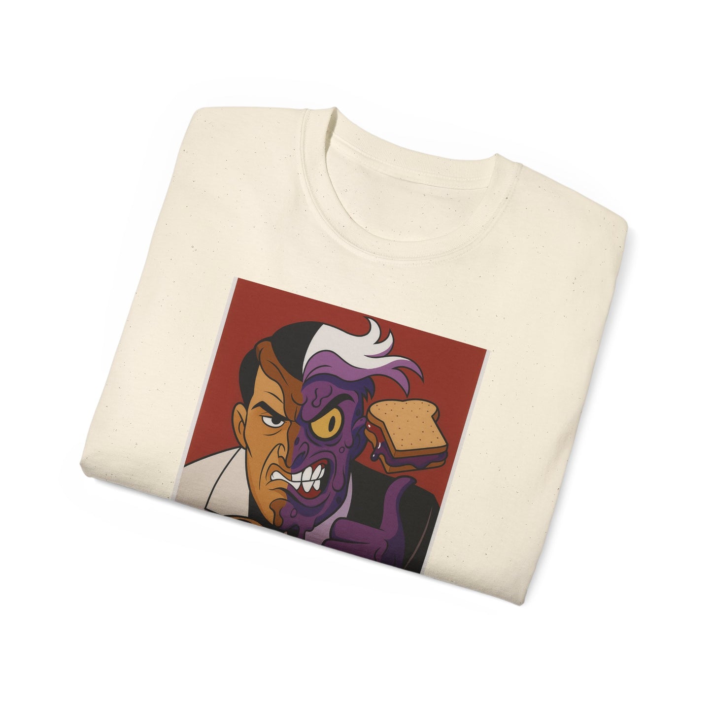 Batman 2Face Funny PBJ Graphic Tee for Food Lovers, Unisex Cotton T-Shirt, Trendy Gift for Birthdays, Jokes, Casual Wear, Foodie Merchandise