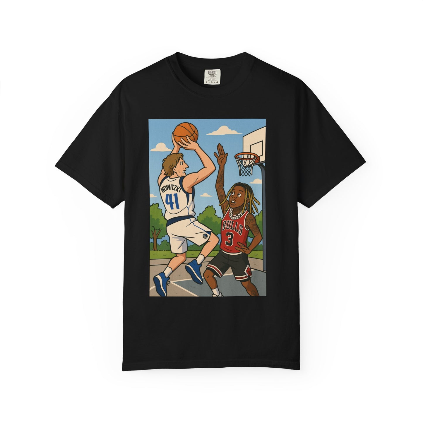 Dirk Vs Durk Fun Graphic T-Shirt for Basketball Lovers, Unisex Casual Tee, Sporty Streetwear, Perfect Gift for Sports Fans, Art-Tee for Every Occasion
