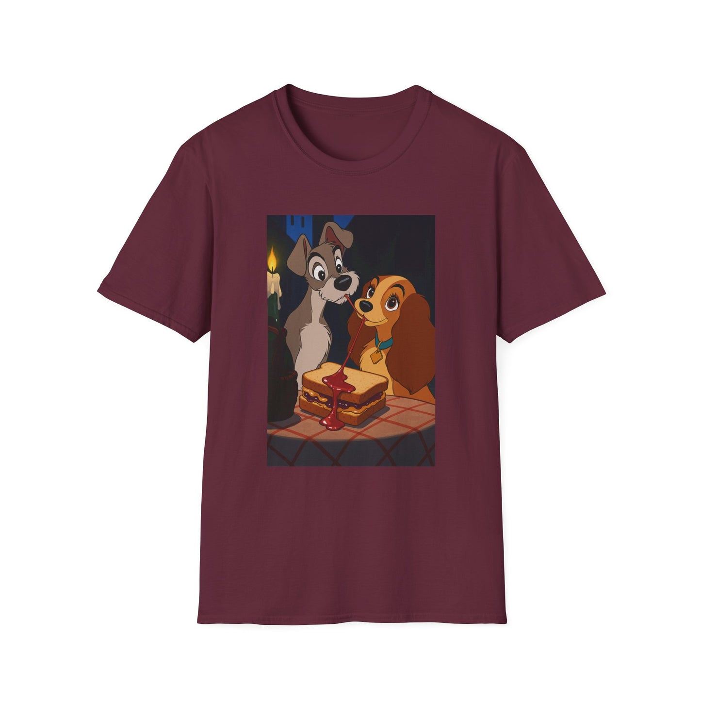 Unisex Lady & The Tramp Softstyle T-Shirt Featuring Cute Animal Designs, Retro Graphics, Gift for Pet Lovers, Perfect for Casual Wear, Fun and Playful Tee