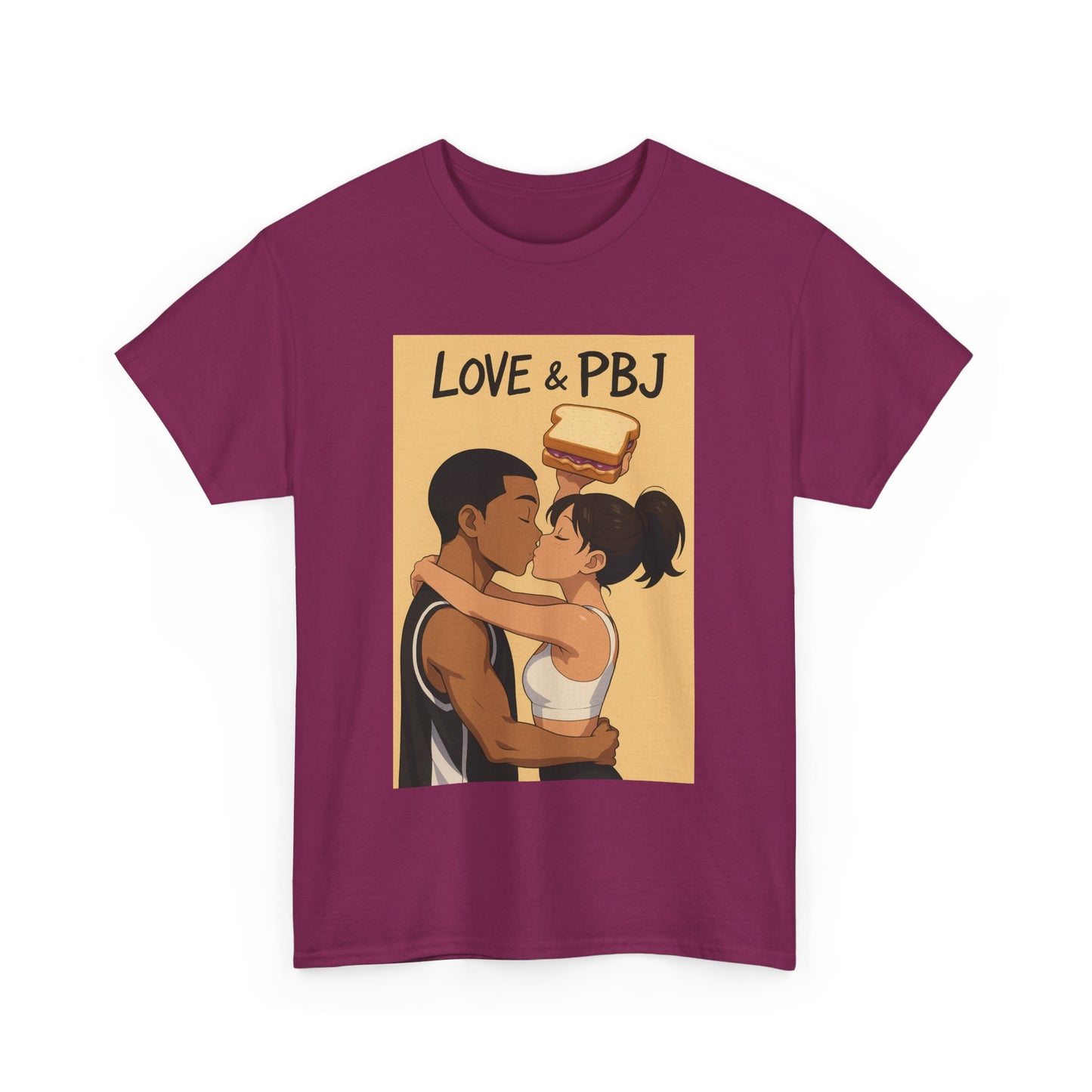 Love and Basketball Unisex Heavy Cotton Tee - Love & PBJ Graphic T-Shirt, Cute Couple Shirt, Foodie Gift, Fun Casual Wear, Everyday Love Shirt