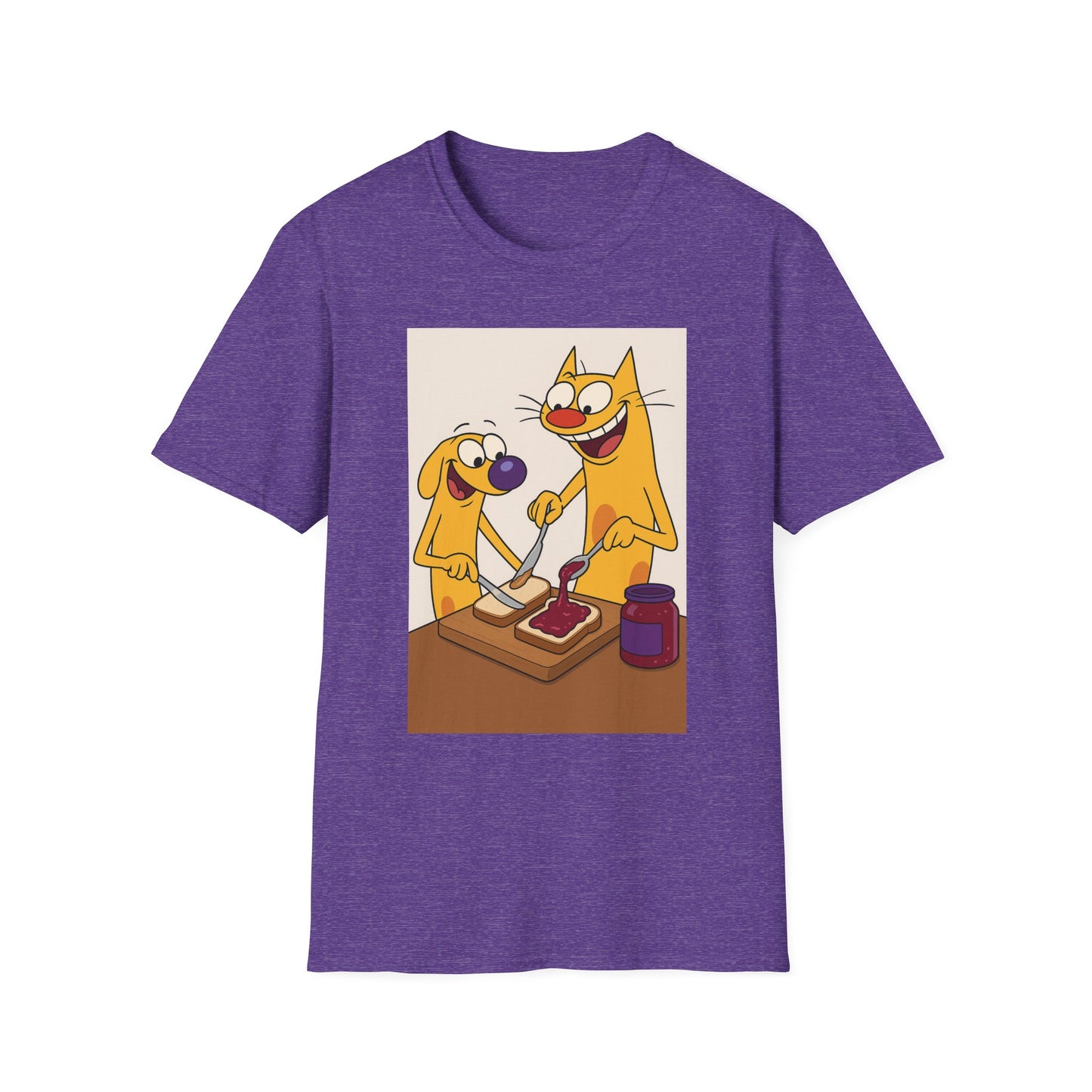 Fun Cat Dog PB&J Planet T-Shirt, Cute Cartoon Tee, Dog and Cat Lovers Gift, Foodie Apparel, Kids and Adults Fashion, Lighthearted Humor Wear