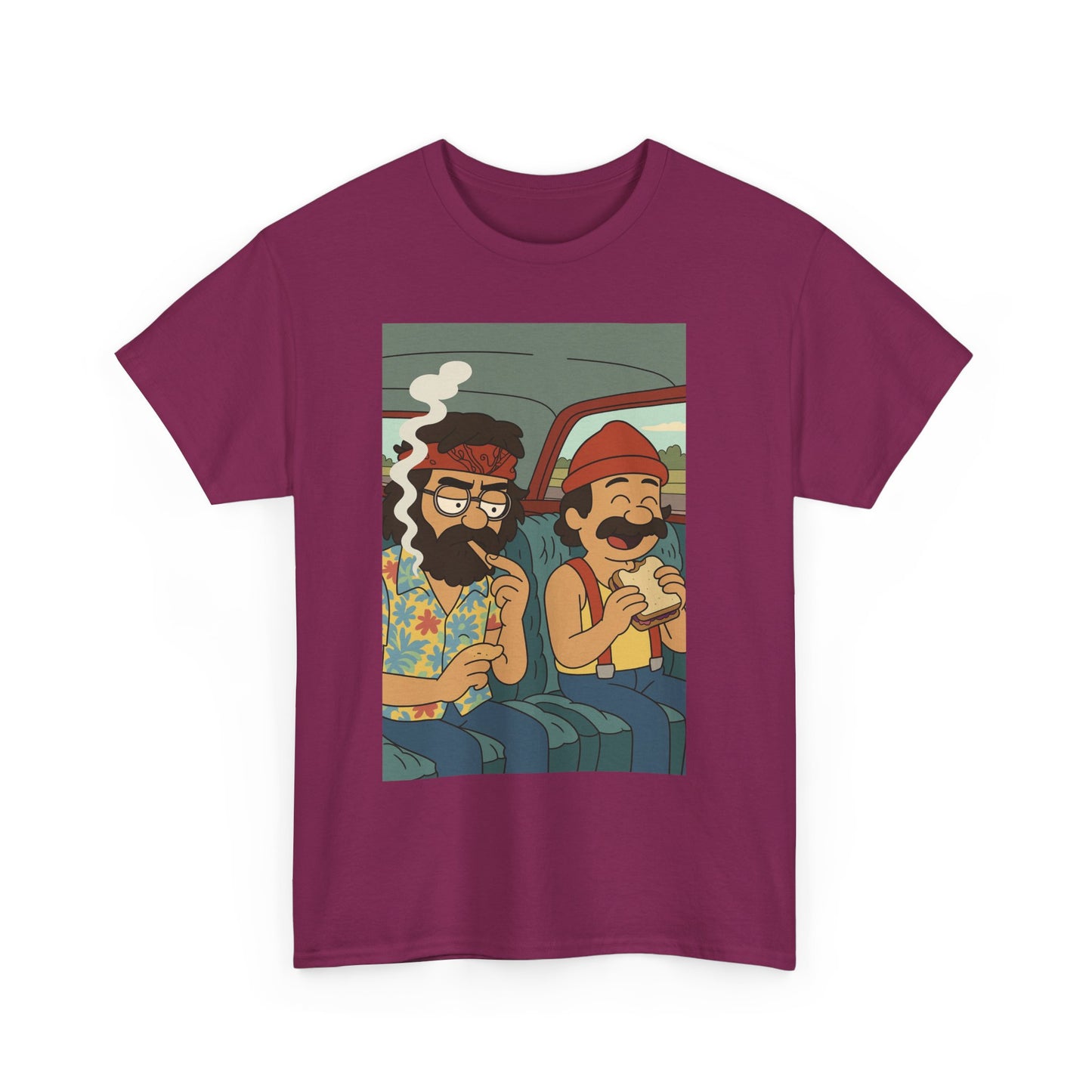 Cheech and Chong Chill Vibes Cartoon Tee, Unisex Cotton T-Shirt for Music Lovers, Fun Gift for Friends, Perfect Festival Wear, Summer Style