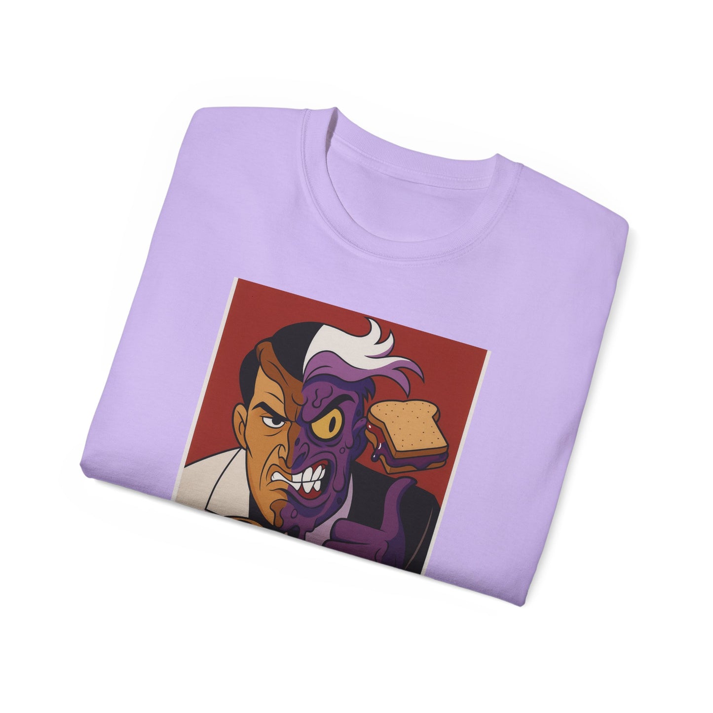 Batman 2Face Funny PBJ Graphic Tee for Food Lovers, Unisex Cotton T-Shirt, Trendy Gift for Birthdays, Jokes, Casual Wear, Foodie Merchandise