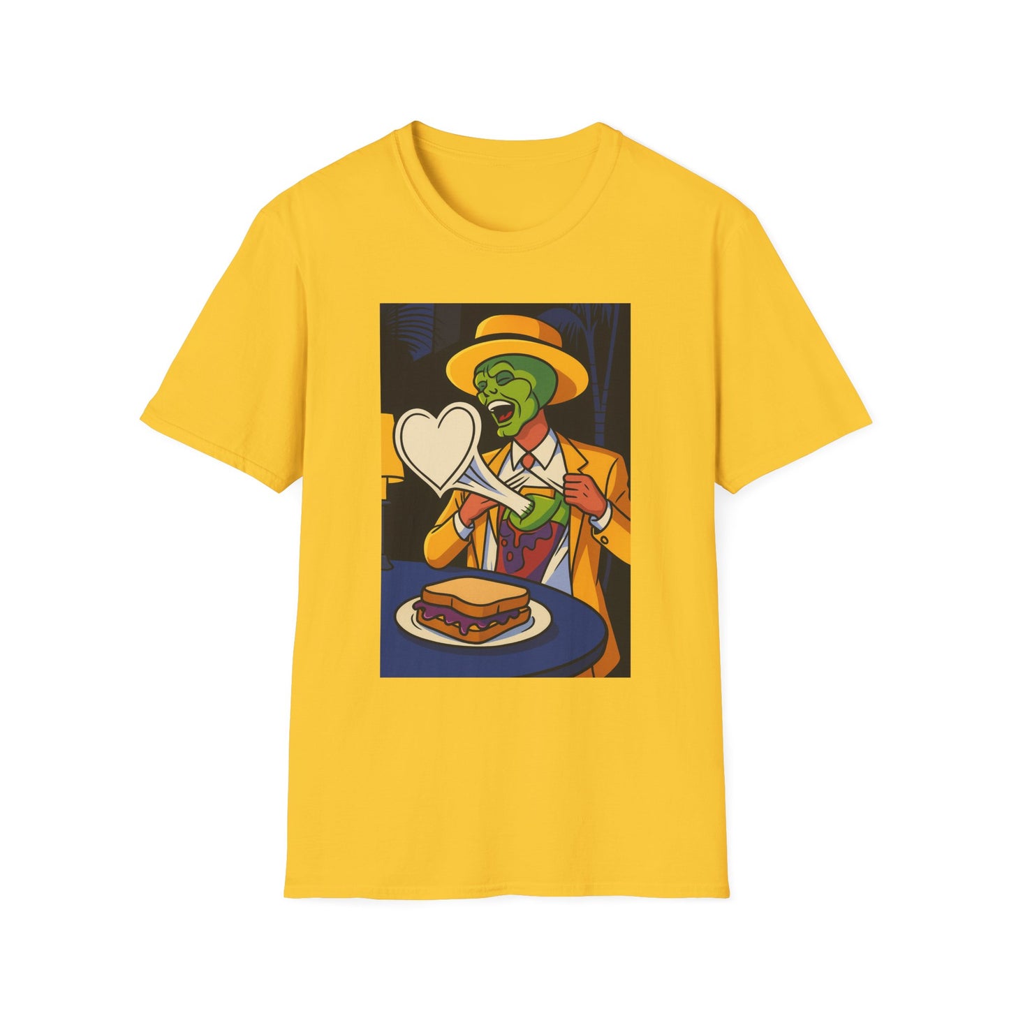Quirky The Mask Unisex T-Shirt with Fun Graphics | Retro Vibes, Planet PB&J Design, Gift for Food Lovers, Unique Casual Wear, Graphic Tee