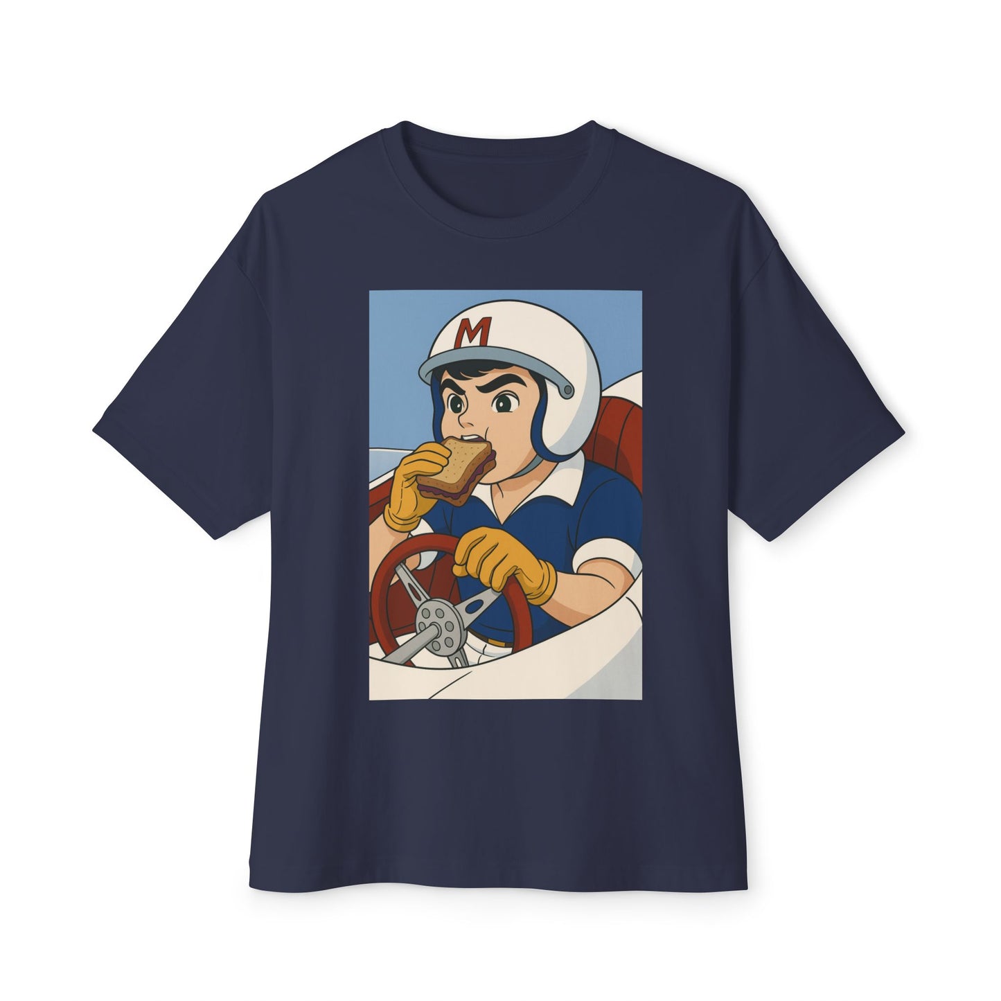 Speed Racer Retro Graphic Tee, Fun Artwork Shirt, Casual Wear, Gift for Gamers, Earth Day Apparel, Unisex Oversized Tee