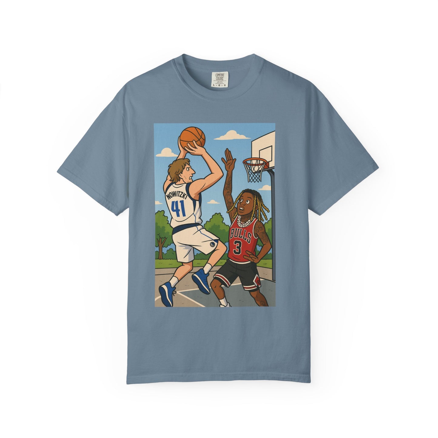 Dirk Vs Durk Fun Graphic T-Shirt for Basketball Lovers, Unisex Casual Tee, Sporty Streetwear, Perfect Gift for Sports Fans, Art-Tee for Every Occasion