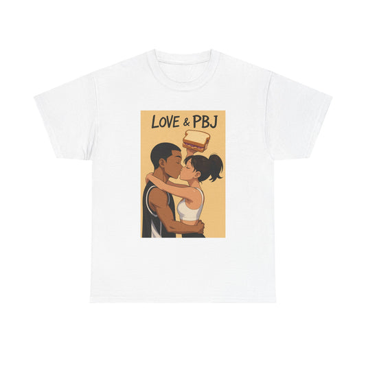 Love and Basketball Unisex Heavy Cotton Tee - Love & PBJ Graphic T-Shirt, Cute Couple Shirt, Foodie Gift, Fun Casual Wear, Everyday Love Shirt