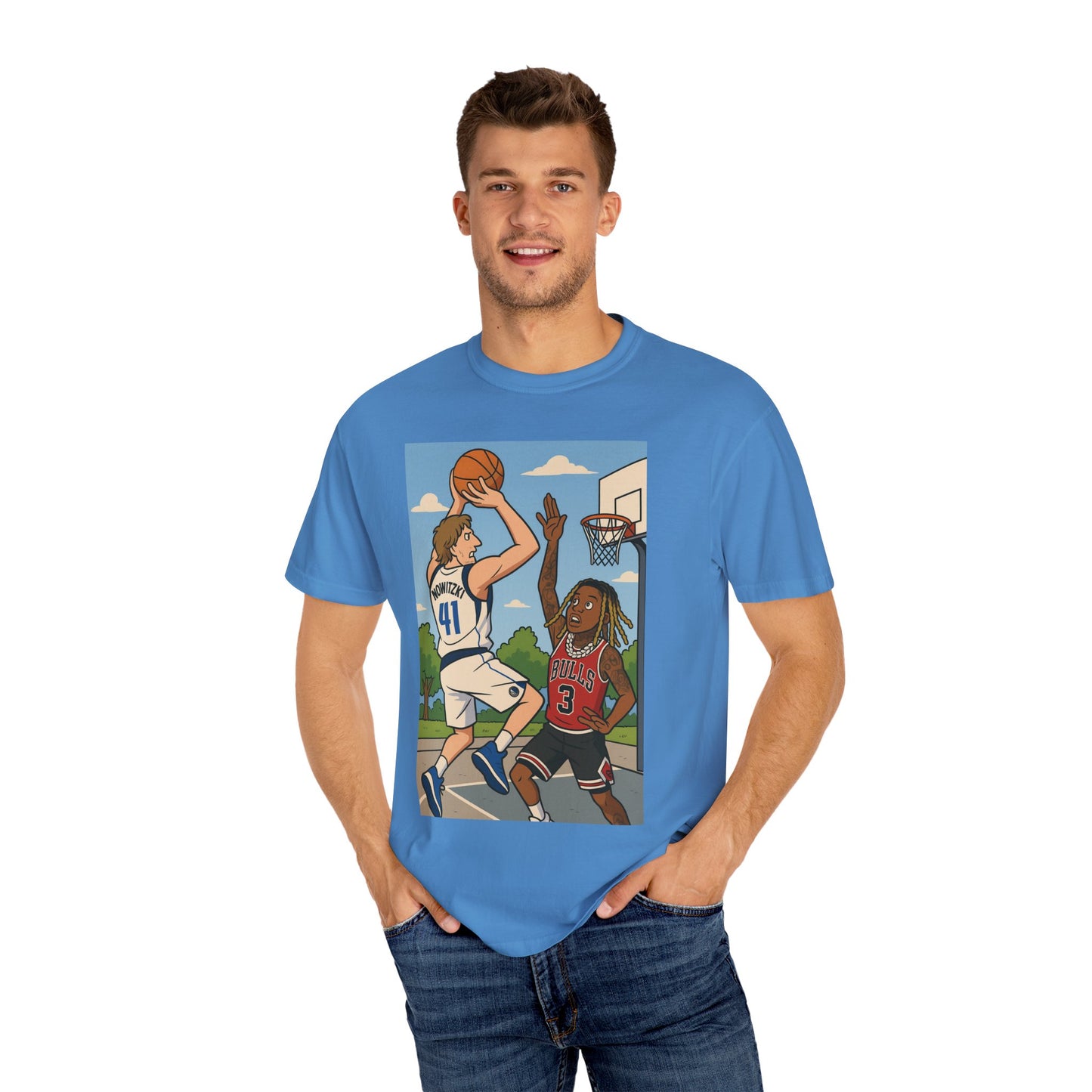 Dirk Vs Durk Fun Graphic T-Shirt for Basketball Lovers, Unisex Casual Tee, Sporty Streetwear, Perfect Gift for Sports Fans, Art-Tee for Every Occasion