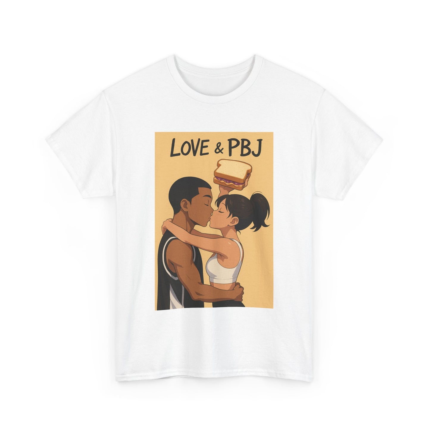 Love and Basketball Unisex Heavy Cotton Tee - Love & PBJ Graphic T-Shirt, Cute Couple Shirt, Foodie Gift, Fun Casual Wear, Everyday Love Shirt