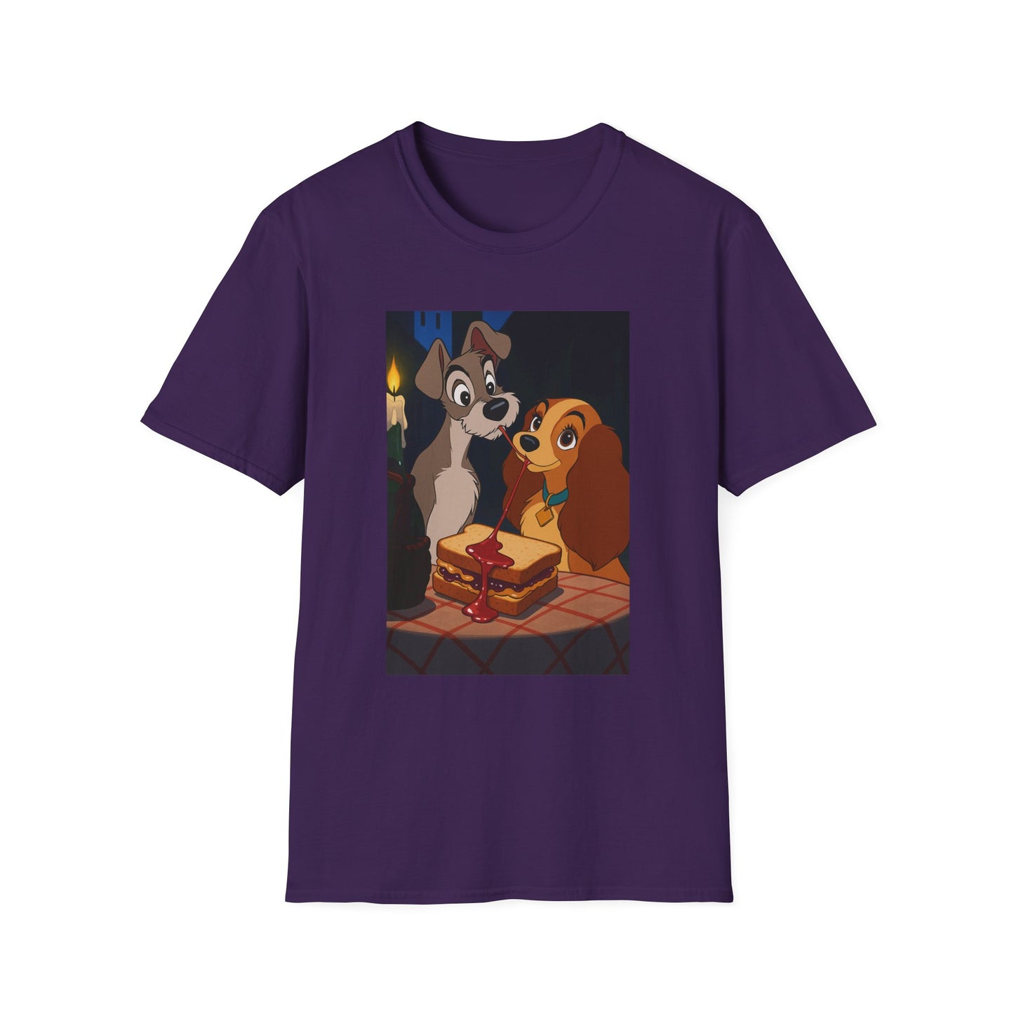 Unisex Lady & The Tramp Softstyle T-Shirt Featuring Cute Animal Designs, Retro Graphics, Gift for Pet Lovers, Perfect for Casual Wear, Fun and Playful Tee