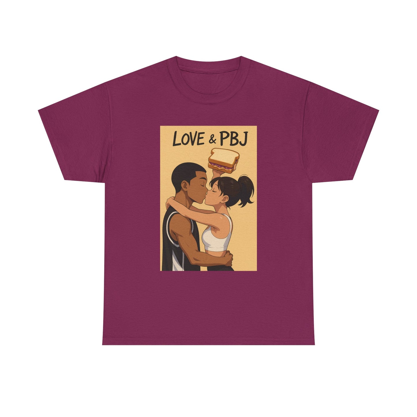 Love and Basketball Unisex Heavy Cotton Tee - Love & PBJ Graphic T-Shirt, Cute Couple Shirt, Foodie Gift, Fun Casual Wear, Everyday Love Shirt