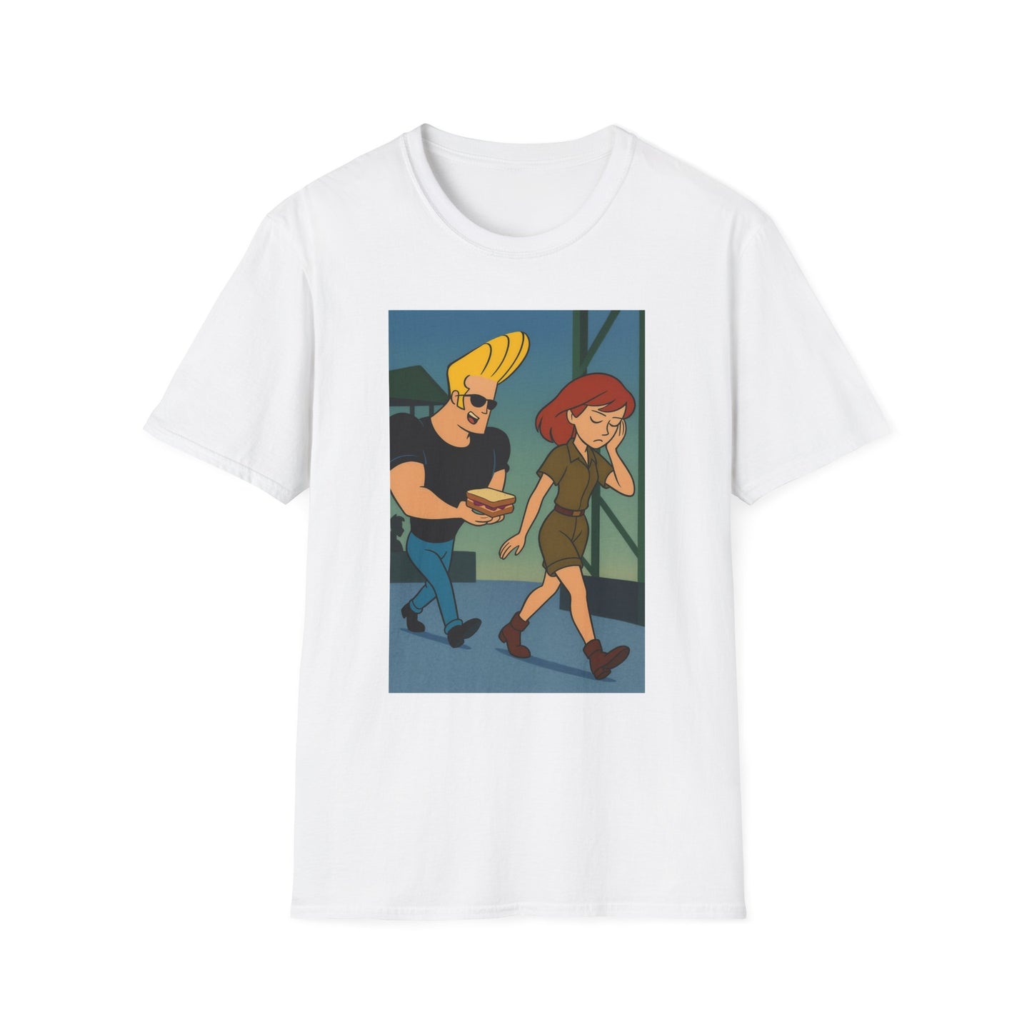 Johnny Bravo & Planet PBJ Unisex Tee, Retro Cartoon Shirt, Gift for Fans, Funny Graphic Tee, Casual Everyday Wear, Birthday Gift