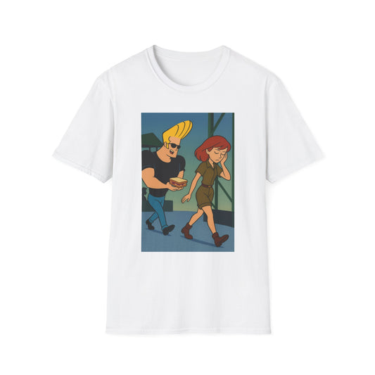 Johnny Bravo & Planet PBJ Unisex Tee, Retro Cartoon Shirt, Gift for Fans, Funny Graphic Tee, Casual Everyday Wear, Birthday Gift