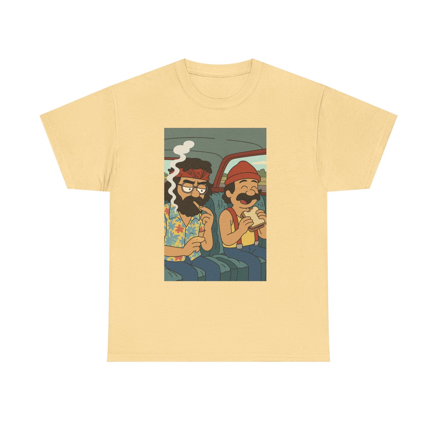 Cheech and Chong Chill Vibes Cartoon Tee, Unisex Cotton T-Shirt for Music Lovers, Fun Gift for Friends, Perfect Festival Wear, Summer Style