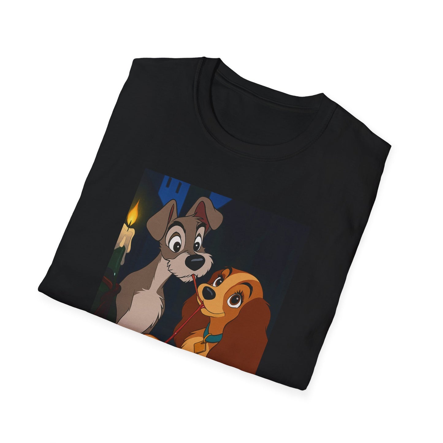 Unisex Lady & The Tramp Softstyle T-Shirt Featuring Cute Animal Designs, Retro Graphics, Gift for Pet Lovers, Perfect for Casual Wear, Fun and Playful Tee