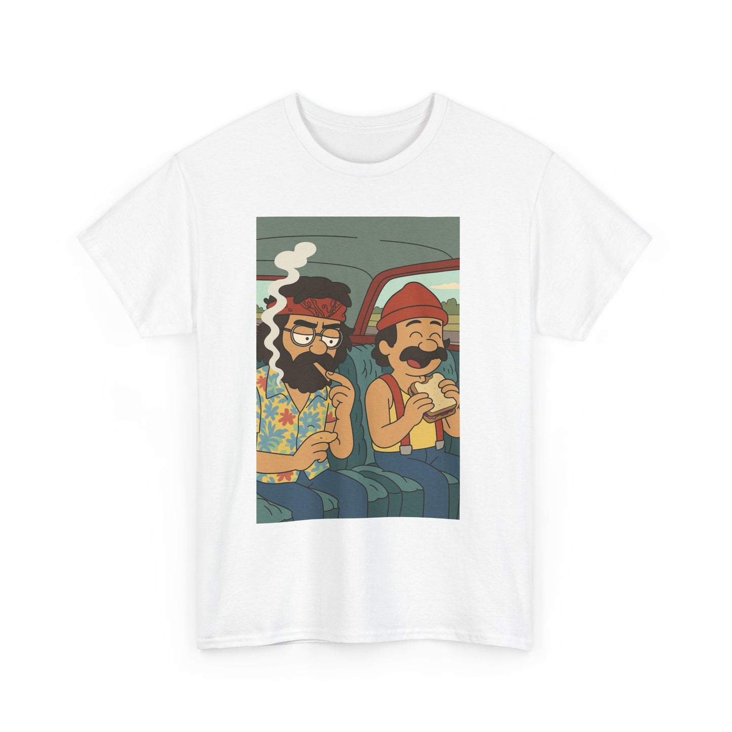 Cheech and Chong Chill Vibes Cartoon Tee, Unisex Cotton T-Shirt for Music Lovers, Fun Gift for Friends, Perfect Festival Wear, Summer Style